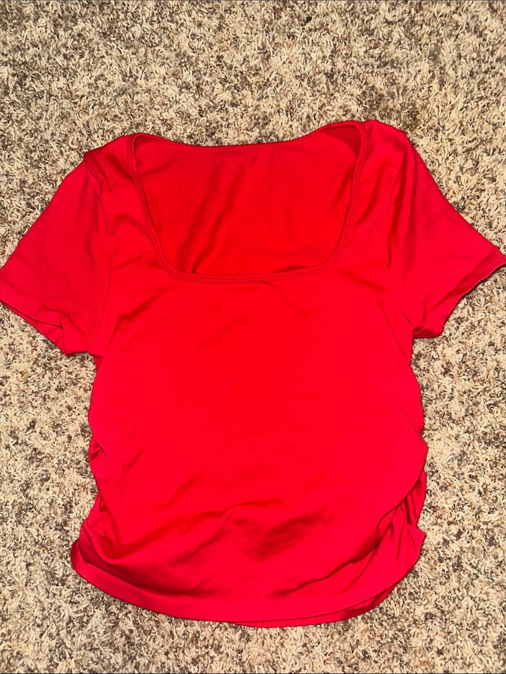 Women’s Red Scoop Neck Short Sleeve Top